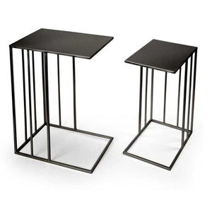 SET 2 TAVOLINI QUADRATI MODERNI IN METALLO H55/H48 CM COLORE NERO