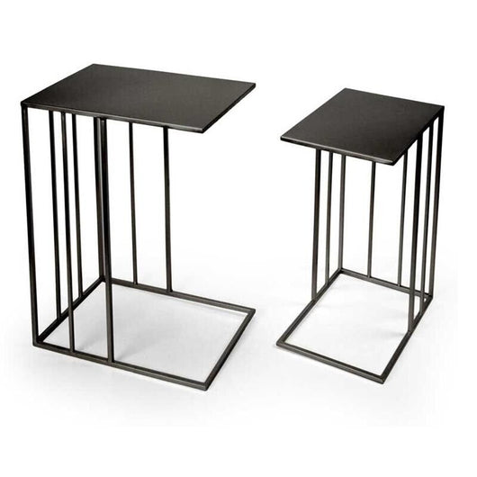 SET 2 TAVOLINI QUADRATI MODERNI IN METALLO H55/H48 CM COLORE NERO