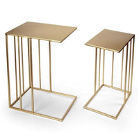 SET 2 TAVOLINI QUADRATI MODERNI IN METALLO H55/H48 CM COLORE ORO