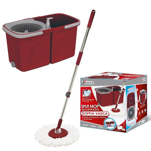 MAURY'S SPLIT MOP CON DOPPIO SECCHIO STRIZZA E SCIACQUA IN COLORE ASSORTITO