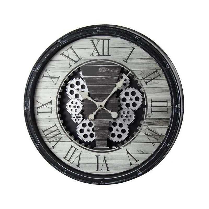 OROLOGIO DA PARETE CON INGRANAGGI IN MOVIMENTO 51X51X9 CM NERO