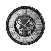 OROLOGIO DA PARETE CON INGRANAGGI IN MOVIMENTO 51X51X9 CM NERO