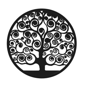 PANNELLO DEORATIVO TONDO IN METALLO 40CM ALBERO DELLA VITA NERO