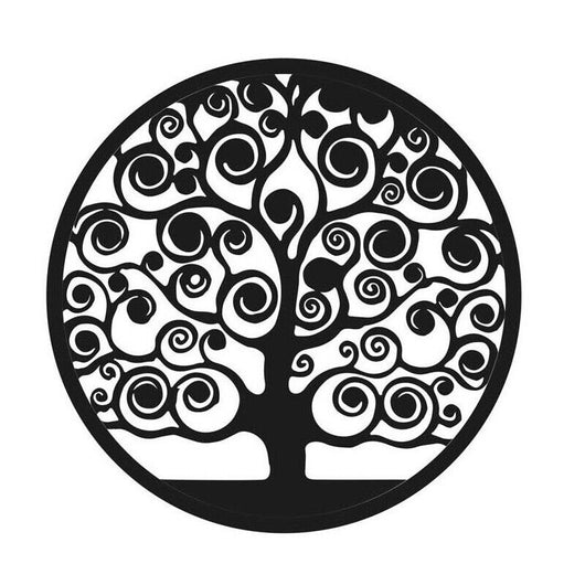 PANNELLO DEORATIVO TONDO IN METALLO 40CM ALBERO DELLA VITA NERO