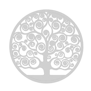 PANNELLO DEORATIVO TONDO IN METALLO 40 CM ALBERO DELLA VITA BIANCO