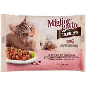 SET 3 CONFEZIONI MIGLIOR GATTO STERILIZED BOCCONCINI CARNE IN SALSA DA 4 X 85 GR