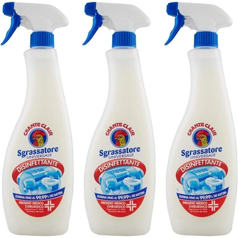 CHANTECLAIR SET 3 PZ SGRASSATORE UNIVERSALE 700 ML DISINFETTANTE 99.99