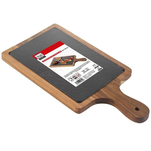 MAURY'S ANTIPASTIERA RETTANGOLARE IN ARDESIA E LEGNO 35X28 CM