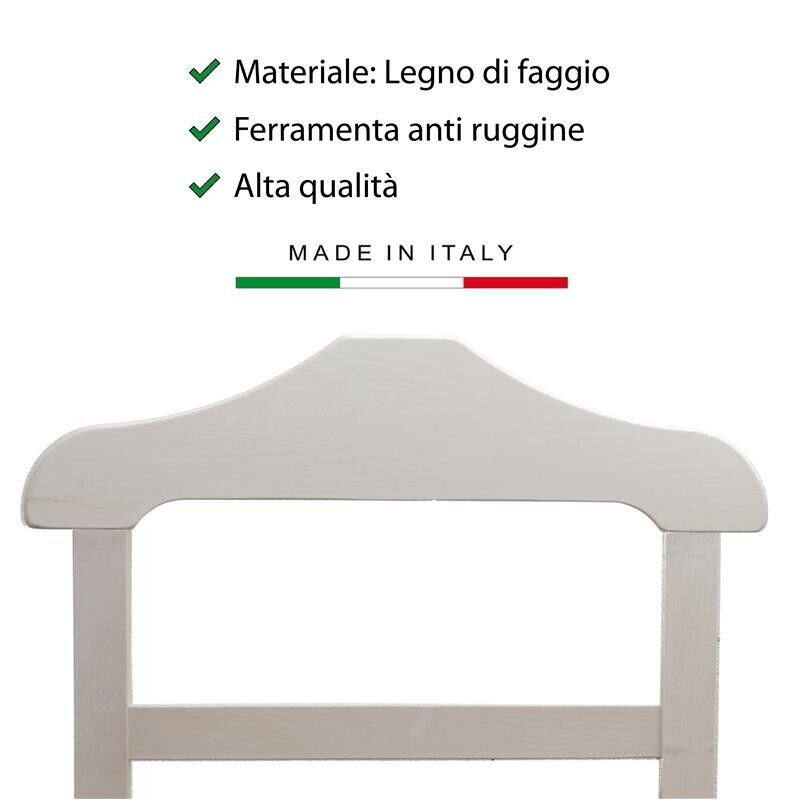 INDOSSATORE APPENDIABITI DA CAMERA PRATIC LEGNO DI FAGGIO BIANCO 44 X 25 X 98 H