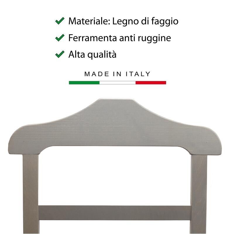 INDOSSATORE APPENDIABITI DA CAMERA PRATIC LEGNO DI FAGGIO GRIGIO 44 X 25 X 98 H