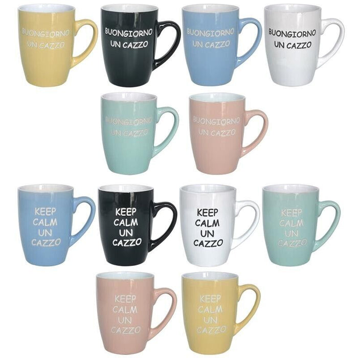 MAURY'S SET 4 TAZZE MUG DA 350 CC CON DESIGN JOKE IN COLORAZIONE ASSORTITA