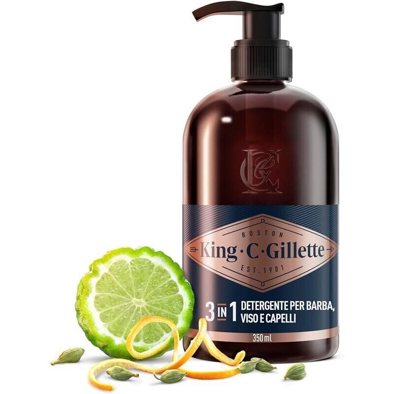GILLETTE DETERGENTE BARBA KING C. 350 ML FORMULA 3 IN 1 PULIZIA E FRESCHEZZA