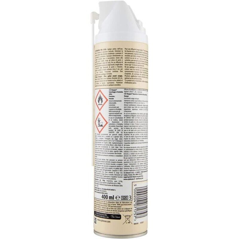 BAYGON INSETTICIDA SCARAFAGGI E FORMICHE SPRAY 400 ML
