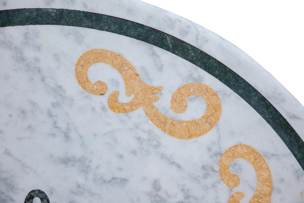 Biscottini PIANO TAVOLO ROTONDO IN MARMO INTARSIATO Carrara dimensioni 130x130 Offerta