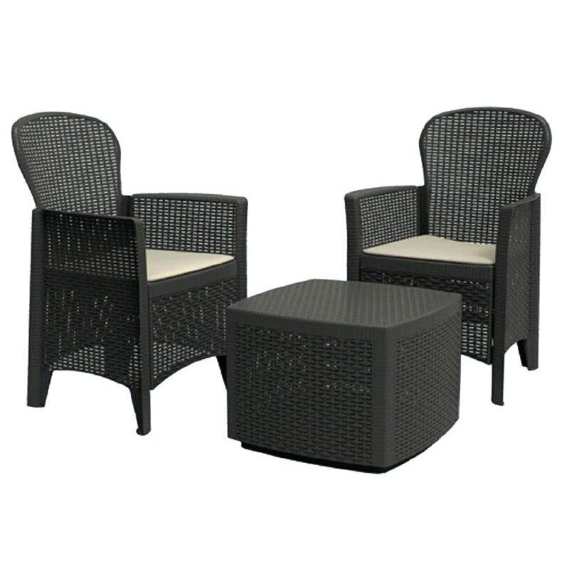MAURY'S TREE SALOTTO DA GIARDINO CON CUSCINI 3 PZ ANTRACITE