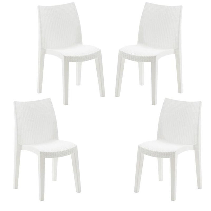 SET 4 SEDIE LADY IMPILABILE DA ESTERNO ED INTERNO BIANCA 55 X 48 X H86 CM
