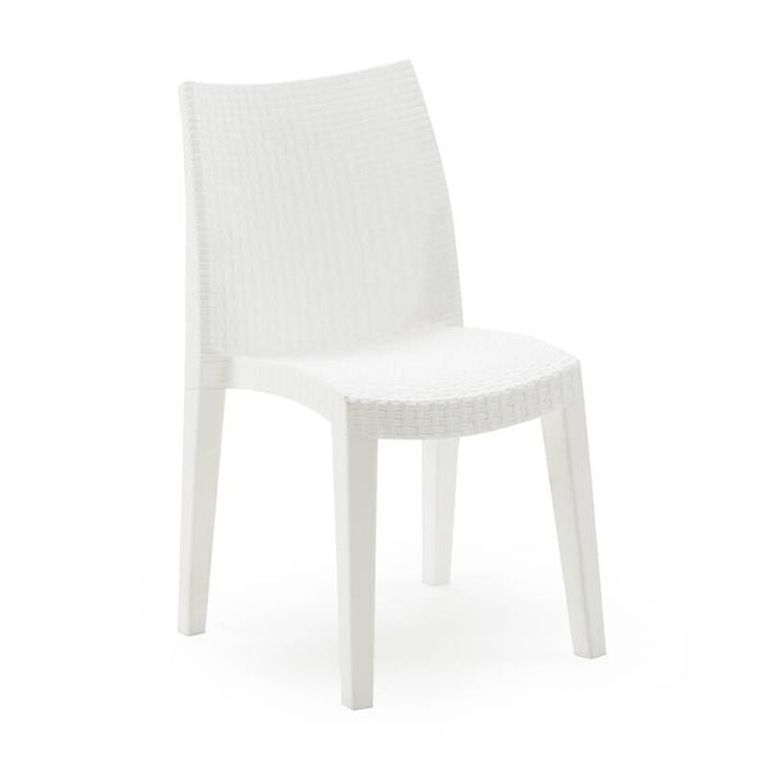 SET 4 SEDIE LADY IMPILABILE DA ESTERNO ED INTERNO BIANCA 55 X 48 X H86 CM