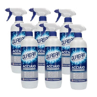 QUASAR SPPRAY ACCIAIO LUCIDANTE SET 6 PZ X 580 ML ANTIMACCHIA ANTIGOCCIA PROTETTIVO
