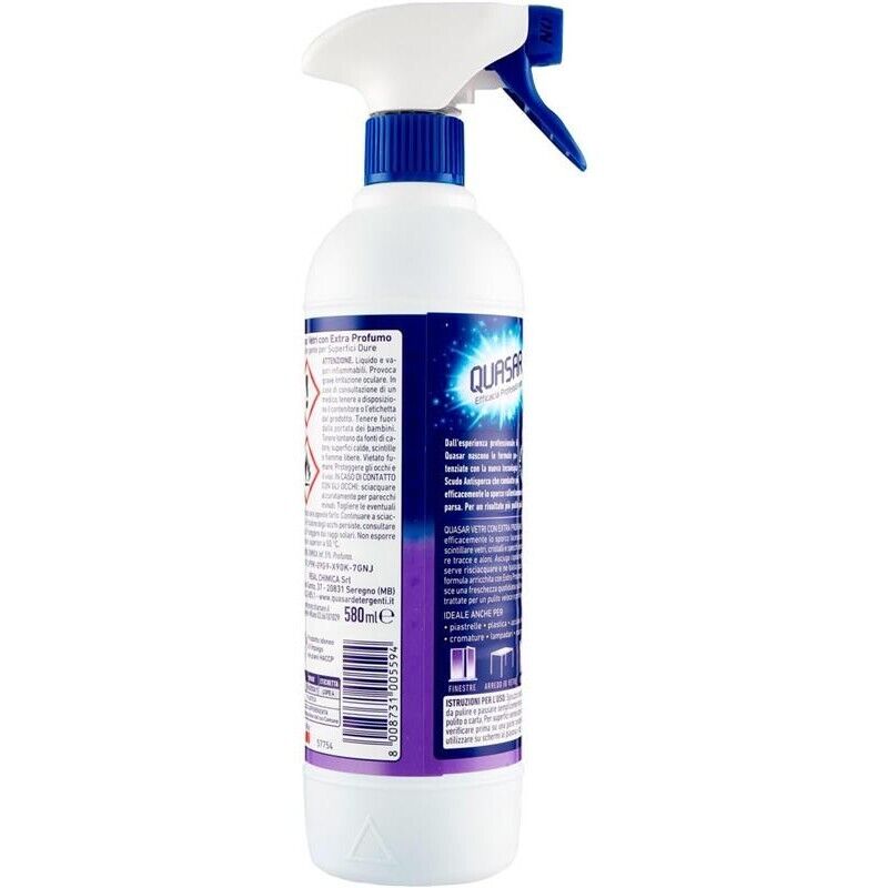 QUASAR SPRAY VETRI SET 6 PZ X 580 ML CON EXTRA PROFUMO NON LASCIA ALONI USO QUOTIDIANO