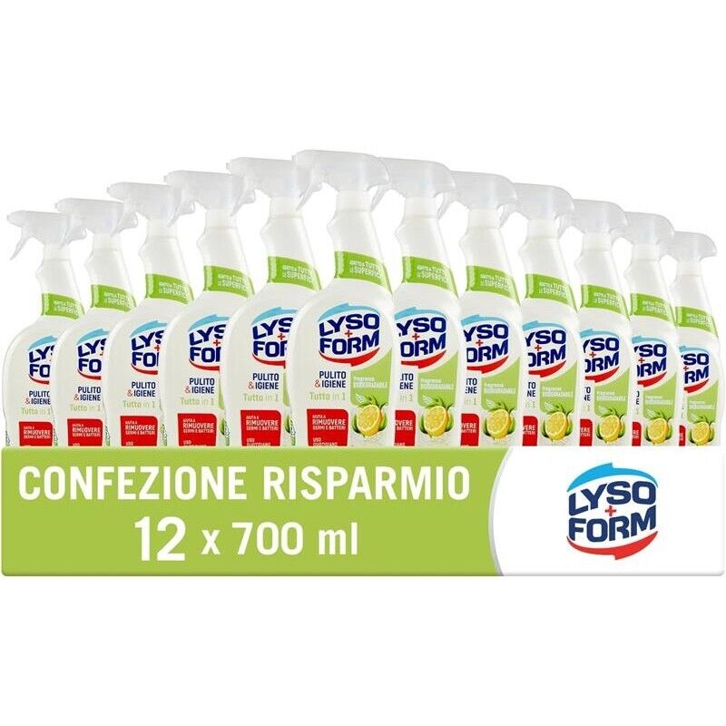 LYSOFORM SPRAY TUTTO IN 1 SET 12 PZ X 700 ML PULITO E IGIENE TE VERDE LIMONE
