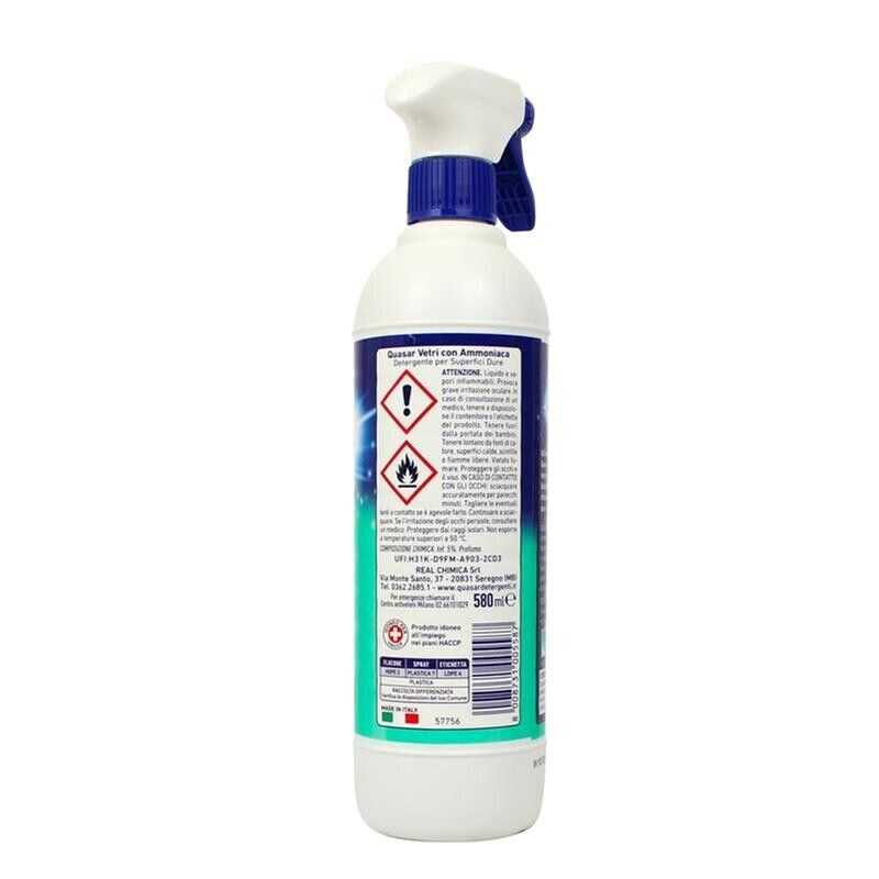 QUASAR SPRAY DETERGENTE VETRI SET 2 PZ X 580 ML CON AMMONIACA SPRAY