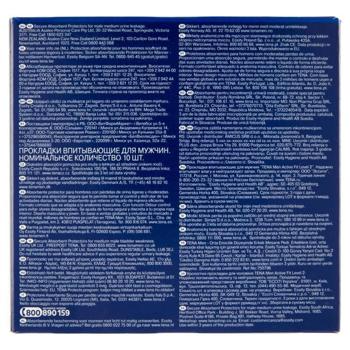 ASSORBENTI TENA MEN ACTIVE FIT LEVEL 2 SET 6 CONFEZIONI DA 10 PEZZI