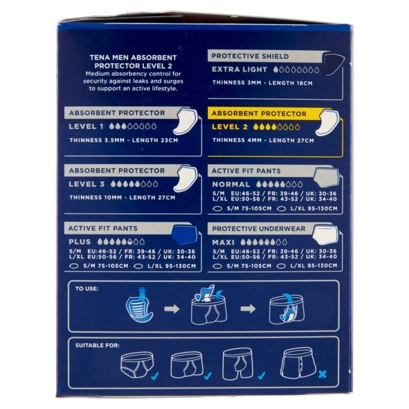 ASSORBENTI TENA MEN ACTIVE FIT LEVEL 2 SET 6 CONFEZIONI DA 10 PEZZI