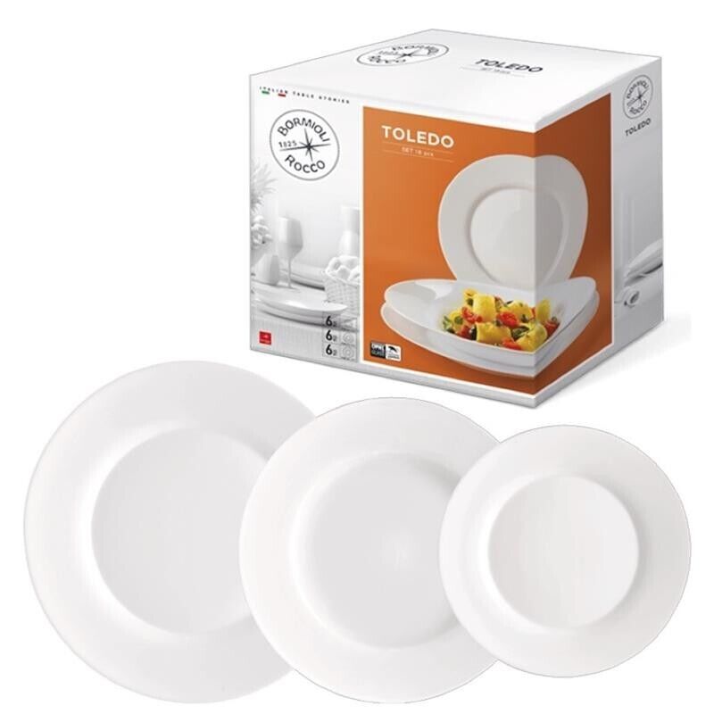 BORMIOLI TOLEDO SERVIZIO DI PIATTI PER TAVOLA IN CONFEZIONE DA 18 PEZZI