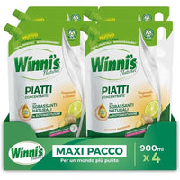 WINNI'S RICARICA SET 4 PEZZI DETERGENTE PIATTI DA 900 ML BERGAMOTTO E ZENZERO