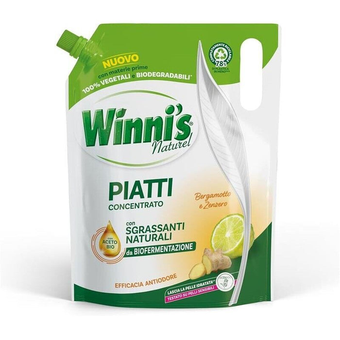 WINNI'S RICARICA SET 4 PEZZI DETERGENTE PIATTI DA 900 ML BERGAMOTTO E ZENZERO
