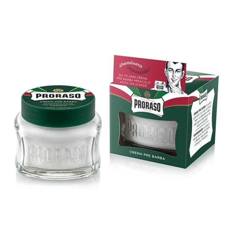 CREMA PREBARBA PRORASO SET 3 PZ X 100ML RINFRESCANTE E TONIFICANTE CON OLIO DI EUCALIPTO E MENTOLO