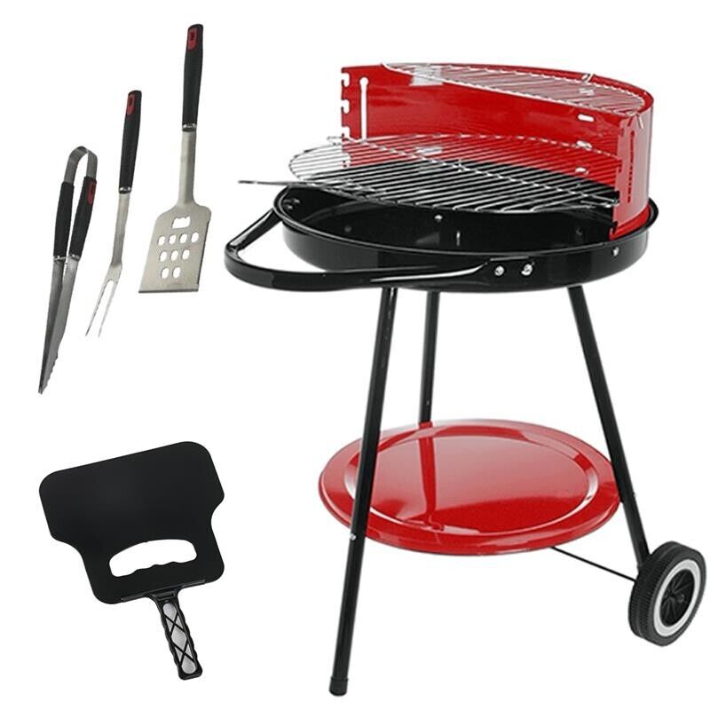MAURY'S SET BARBECUE TONDO 4 POSIZIONI 55X72H CM + VENTAGLIO DA 32 CM + GRILL SET 3 UTENSILI 43 CM