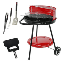 MAURY'S SET BARBECUE TONDO 4 POSIZIONI 55X72H CM + VENTAGLIO DA 32 CM + GRILL SET 3 UTENSILI 43 CM