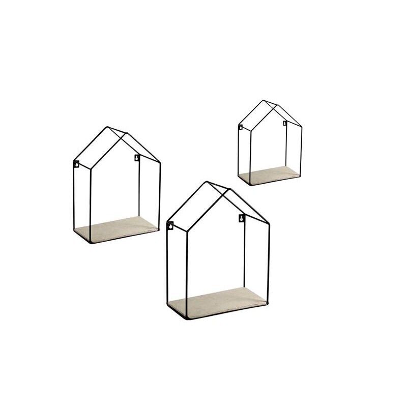 SET 3 BACHECHE STILE INDUSTRIAL 20-15 CM CON DESIGN CASETTA STRUTTURA NERA