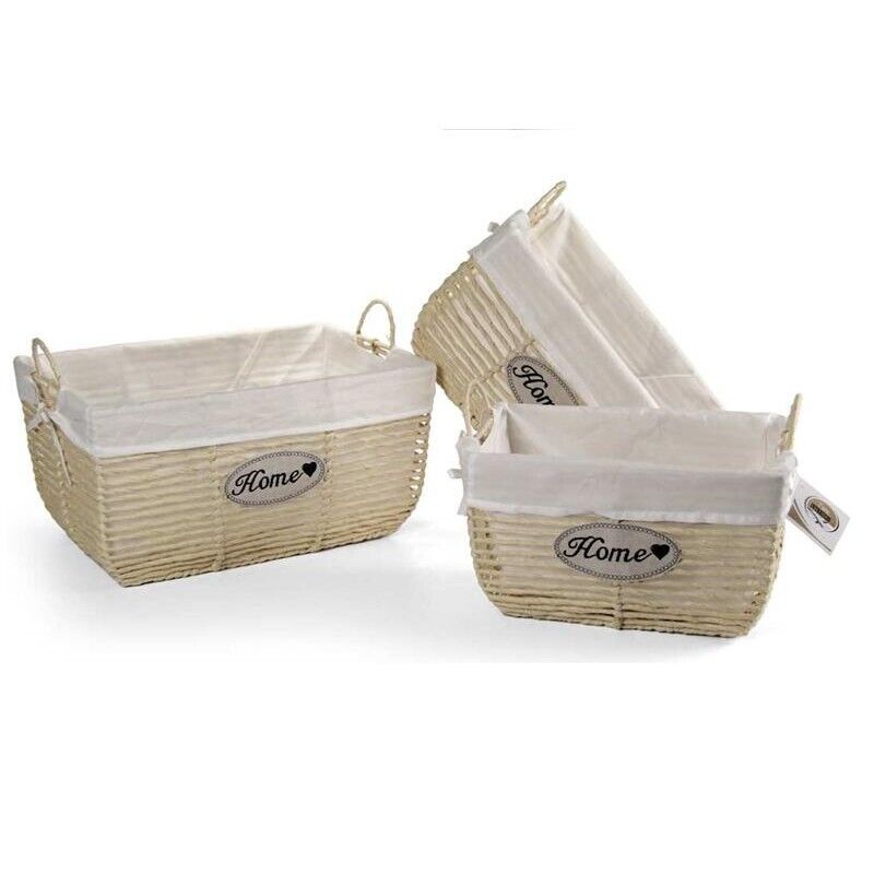SET 3 CESTE DA BAGNO IN COLORE BEIGE 42/37/31 CM IN TESSUTO