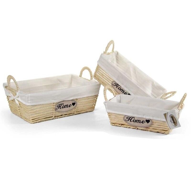 SET 3 CESTE DA BAGNO IN COLORE BEIGE 40/35/30 CM IN TESSUTO