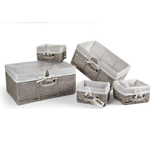 SET 5 CESTE IN TESUTO 44/39/22 CM DI COLORE GRIGIO