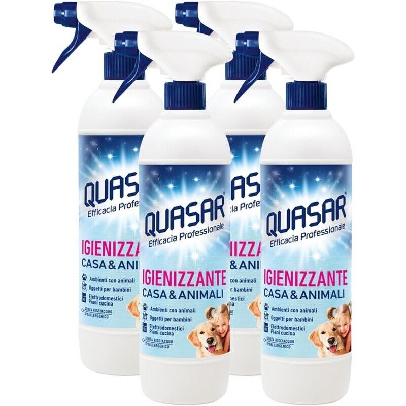 QUASAR SPRAY IGIENIZZANTE CASA EANIMALI SET 4 PZ X 580 ML SUPERFICI OGGETTI PER BAMBINI