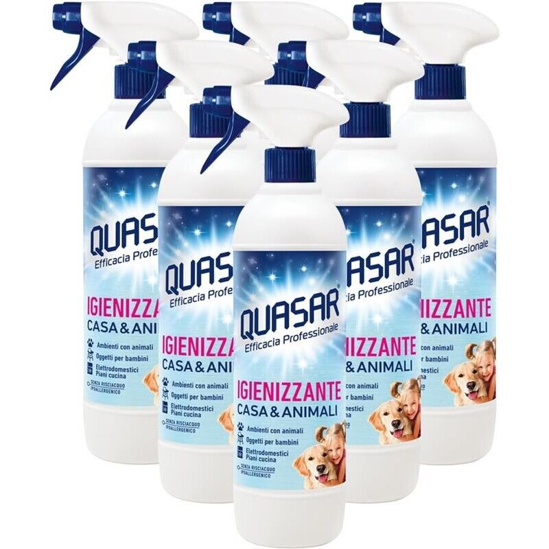 QUASAR SPRAY IGIENIZZANTE CASA EANIMALI SET 6 PZ X 580 ML SUPERFICI OGGETTI PER BAMBINI
