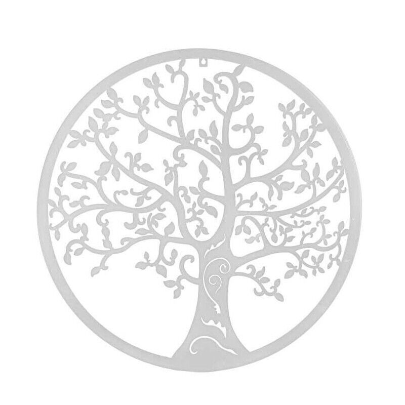 PANNELLO DEORATIVO TONDO IN METALLO 40X1CM CON ALBERO BIANCO