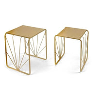 TAVOLINI ORO SET 2 PEZZI DA ARREDO A FANTASIA 35X42HCM/32X39HCM IN METALLO