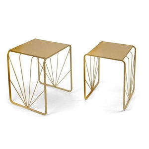 TAVOLINI ORO SET 2 PEZZI DA ARREDO A FANTASIA 35X42HCM/32X39HCM IN METALLO