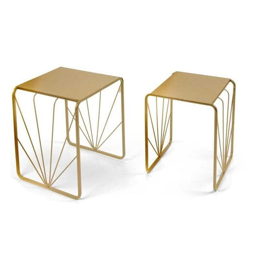 TAVOLINI ORO SET 2 PEZZI DA ARREDO A FANTASIA 35X42HCM/32X39HCM IN METALLO