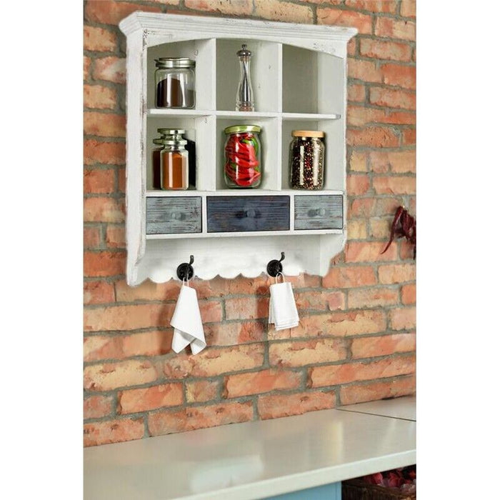 PORTOFINO MOBILETTO ANTICATO CON APPENDINI 54X15X60CM EFFETTIO SHABBY