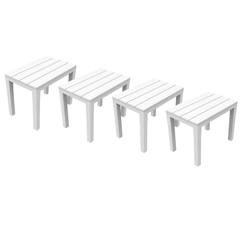 SET 4 PEZZI PANCHINA/TAVOLO DOPPIAFUNZIONE TIMOR IN POLIPROPILENE DA ESTERNO BIANCA 60 X 38 X 45 CM
