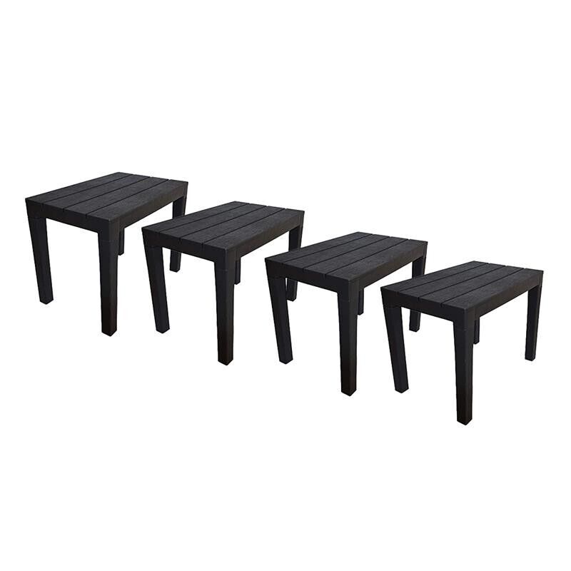 SET 4 PEZZI PANCHINA/TAVOLO DOPPIAFUNZIONE TIMOR IN POLIPROPILENE DA ESTERNO ANTRACITE 60 X 38 X 45 CM