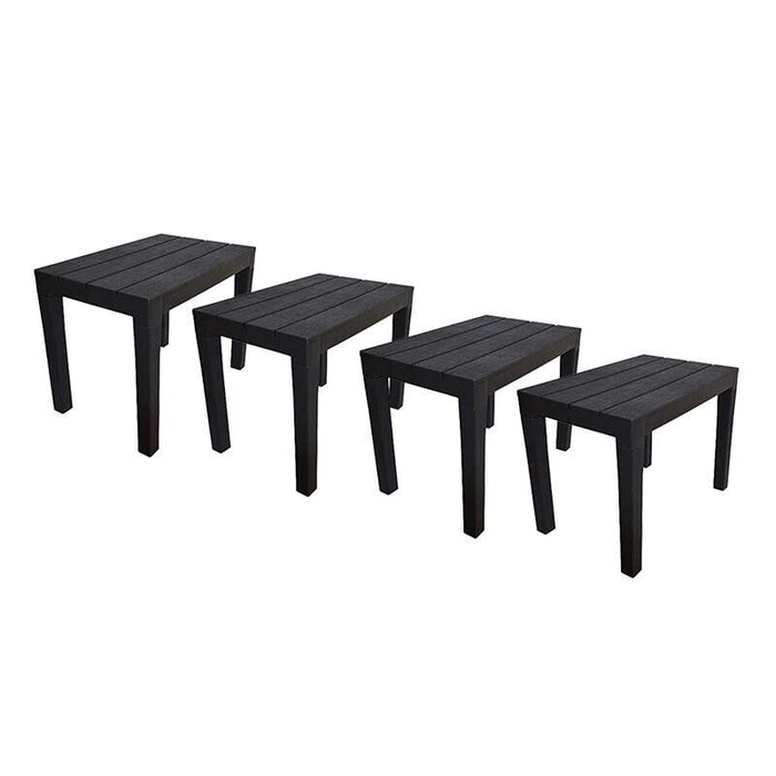 SET 4 PEZZI PANCHINA/TAVOLO DOPPIAFUNZIONE TIMOR IN POLIPROPILENE DA ESTERNO ANTRACITE 60 X 38 X 45 CM
