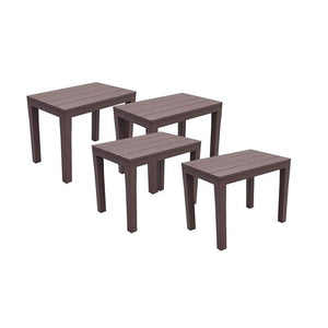 SET 4 PZ PANCHINA/TAVOLO DOPPIAFUNZIONE TIMOR IN POLIPROPILENE DA ESTERNO MOKA 60 X 38 X 45 CM