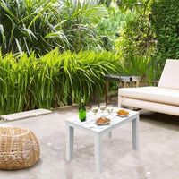 SET 4 PEZZI PANCHINA/TAVOLO DOPPIAFUNZIONE TIMOR IN POLIPROPILENE DA ESTERNO BIANCA 60 X 38 X 45 CM