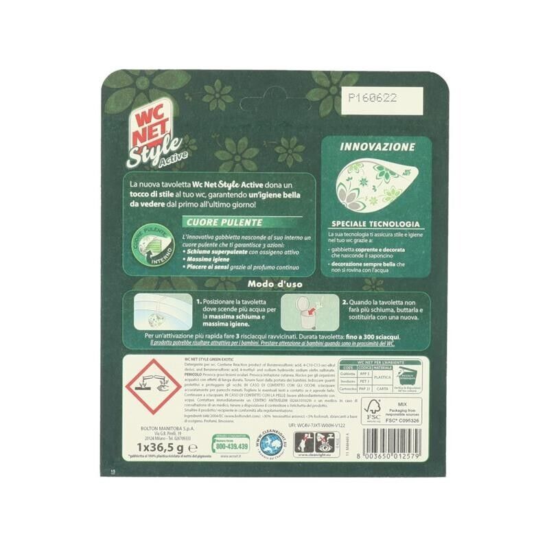 WC NET SET 12 PZ STYLE ACTIVE TAVOLETTA GREEN EXOTIC AD AZIONE COMPLETA